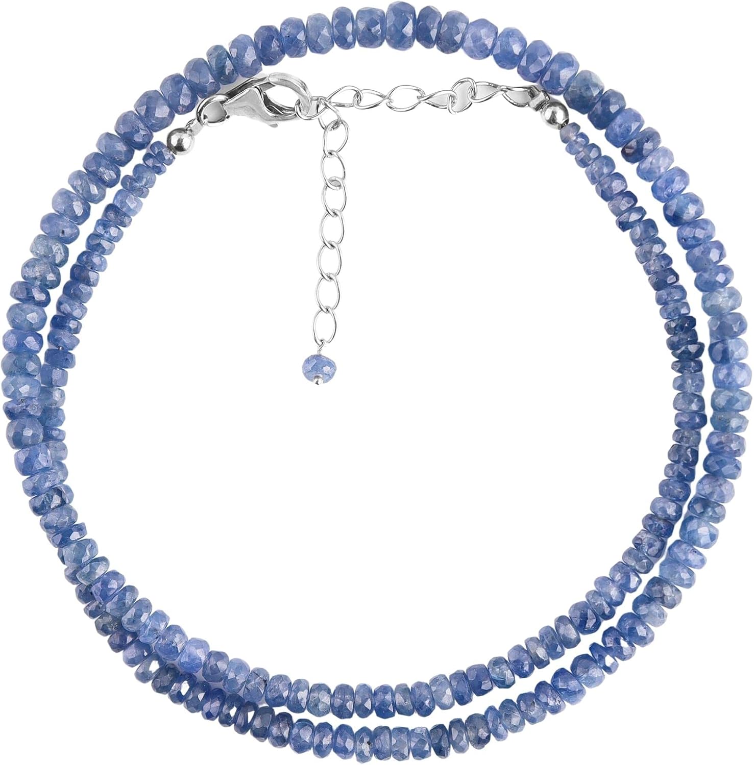 InfinityGemsArt Blue Sapphire Choker Necklace for Women Natural Burmese Gemstone September Birthstone Jewelry, Chakra Healing Crystals, 925 Sterling Silver Chain 18 inch, Birthday Gifts For Her