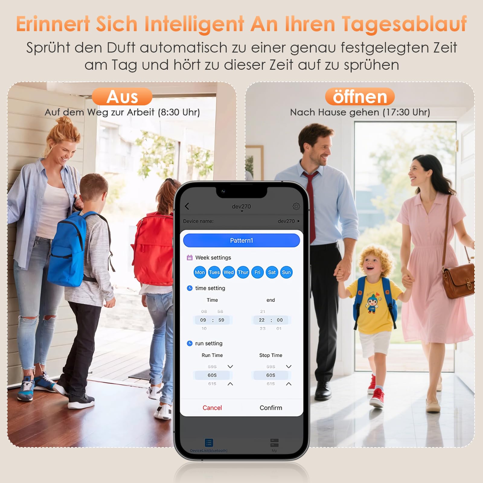 Smart Aroma Difusor App, 200 ml, difusor sin agua, aceites esenciales de hasta 200 ㎡ 30H, humidificador inteligente con pantalla LCD para dormitorio, habitación infantil y plantas