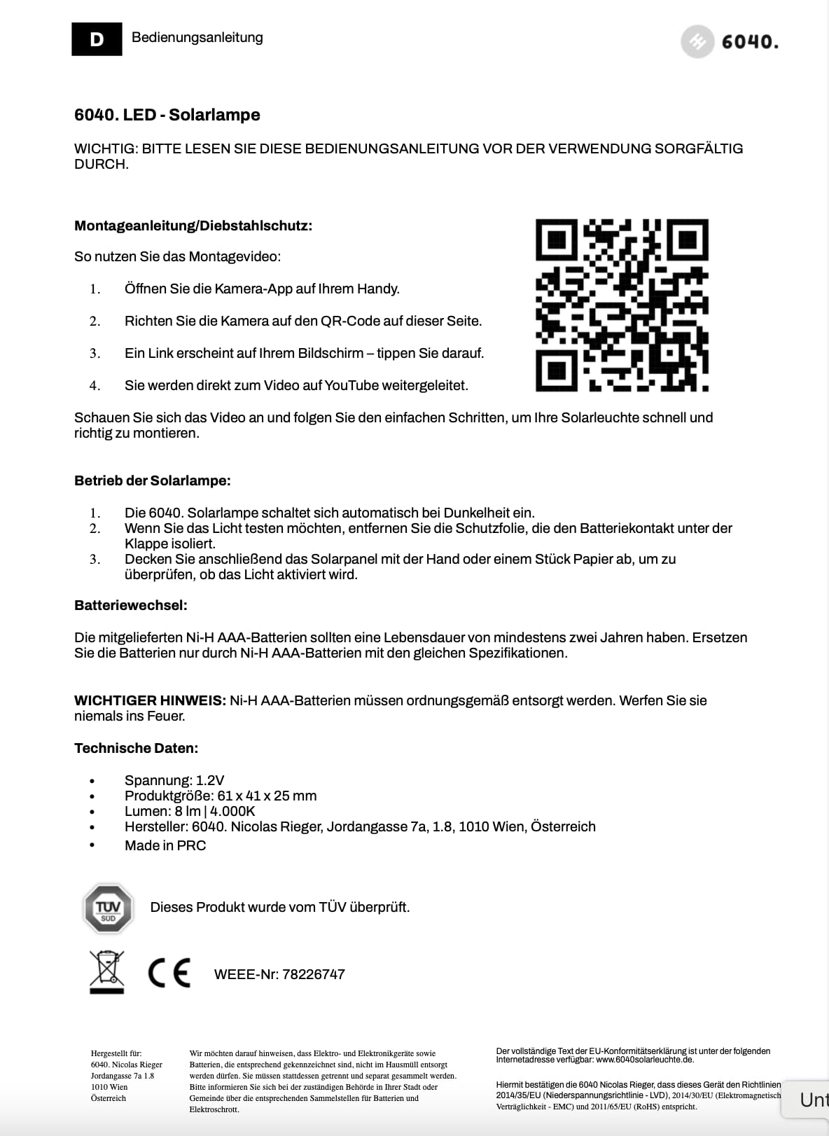 Solar Zaunleuchte LED 6er Pack – Zaunbeleuchtung für Doppelstabmattenzaun Neutralweiß 4000K IP65