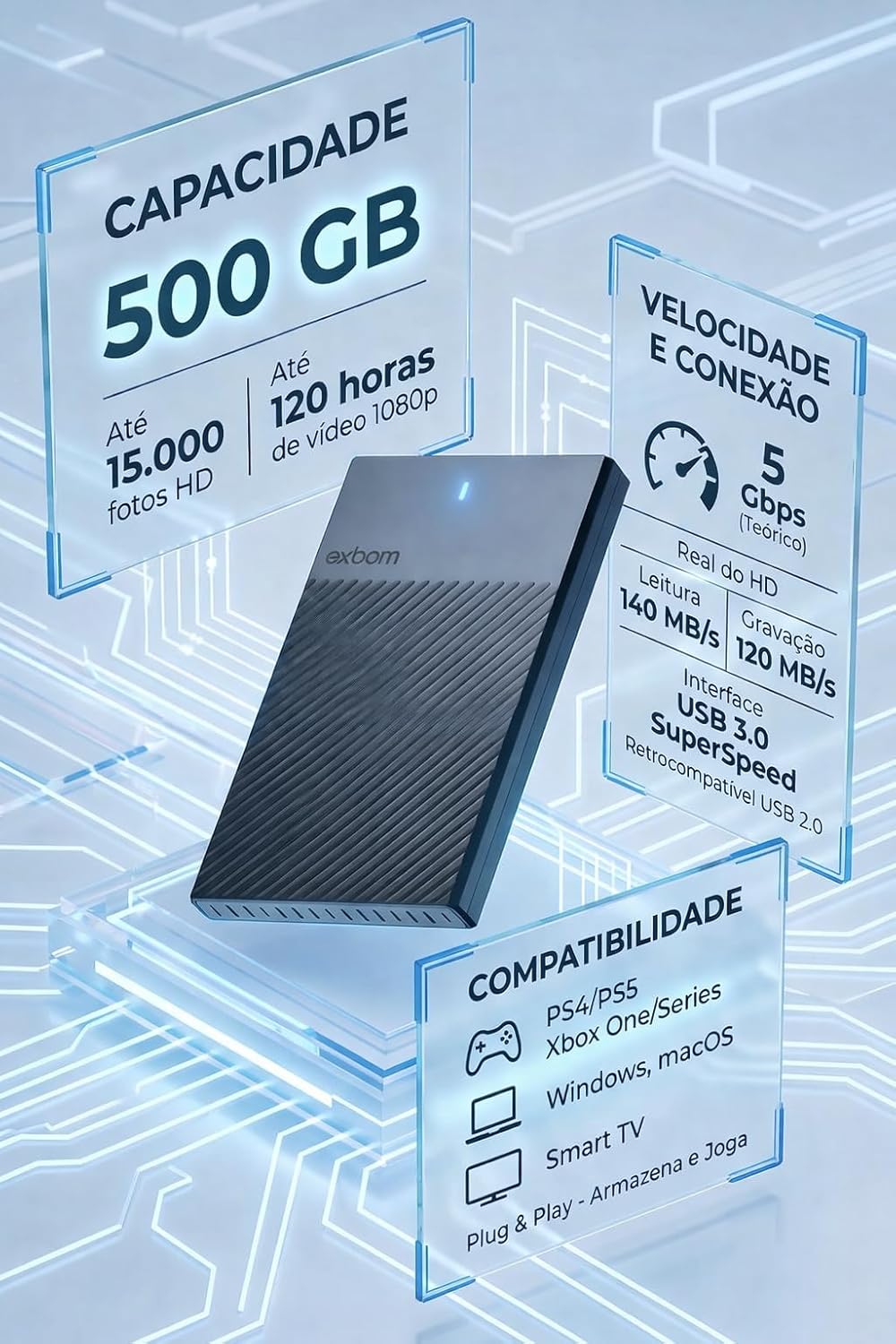 Hd Externo 500gb Slim Case 2,5 Usb 3.0 Notebook PC Tv Cor Preto Hd Externo 500gb Slim Case 2,5 Usb 3.0 Notebook PC Tv Cor Preto