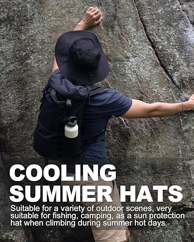Miniatura 5 de Zylioo Sombrero de sol de pesca UV de gran tamaño, transpirable, de secado rápido, sombreros de verano ajustables con correa