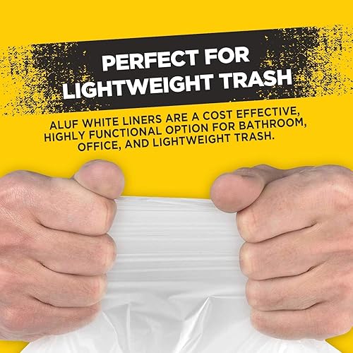 Miniatura 2 de Aluf Plastics Bolsas de basura blancas de 55-60 galones de 0.7 milésimas de pulgada de grosor  38 x 58 pulgadas  Paquete de 100  Para baño, cocina,