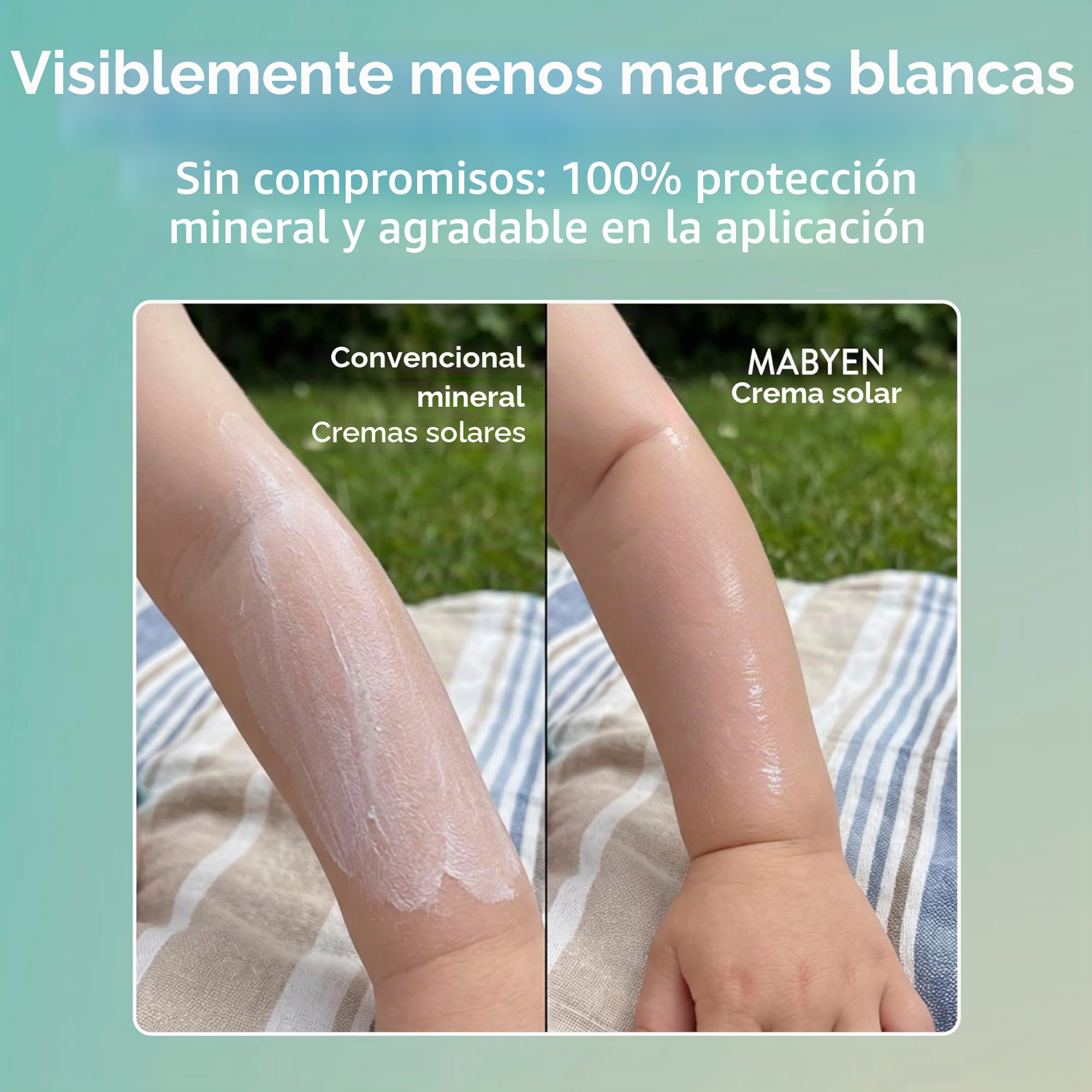 MABYEN Spray solar para niños FPS 50 - 100% filtro UV mineral - Protección inmediata sin tiempo de aplicación - Resistente al agua - Certificada como cosmética natural y libre de perfumes
