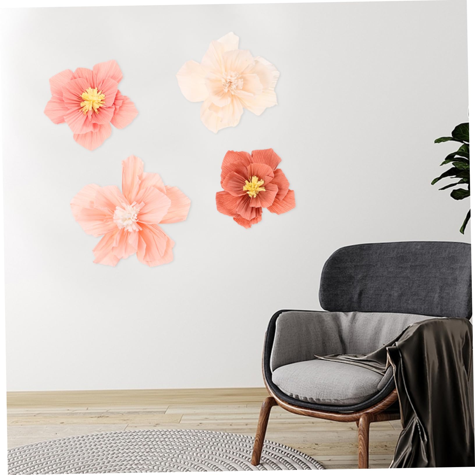Lurrose Kit de Fleurs en Papier Crépon 24 Pièces, Fleurs Artificielles 3D