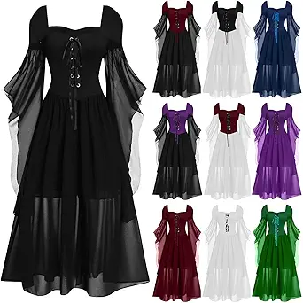 OIOLOYJM Witch Costume Women Sexy Plus Size Renaissance Vampire Gothic Halloween Costumes Woman 2025 Clothes Dresses