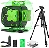 Huepar 4 x 360°Cross Line Laser Kit with 56 Adjustable Tripod, 4D Self-Leveling Tiling Floor Laser Tool - 2x360° Horizontal & 2x360°Vertical Laser Lines, Extendable Tripod with 3-Way Swivel Pan Head