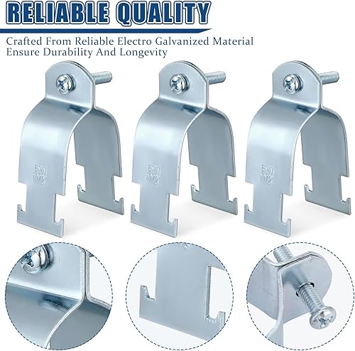 Miniatura 4 de 50 abrazaderas de puntal universales para tubería EMT, accesorio de canal, abrazadera de conducto electrogalvanizada con perno y tuerca, abrazadera