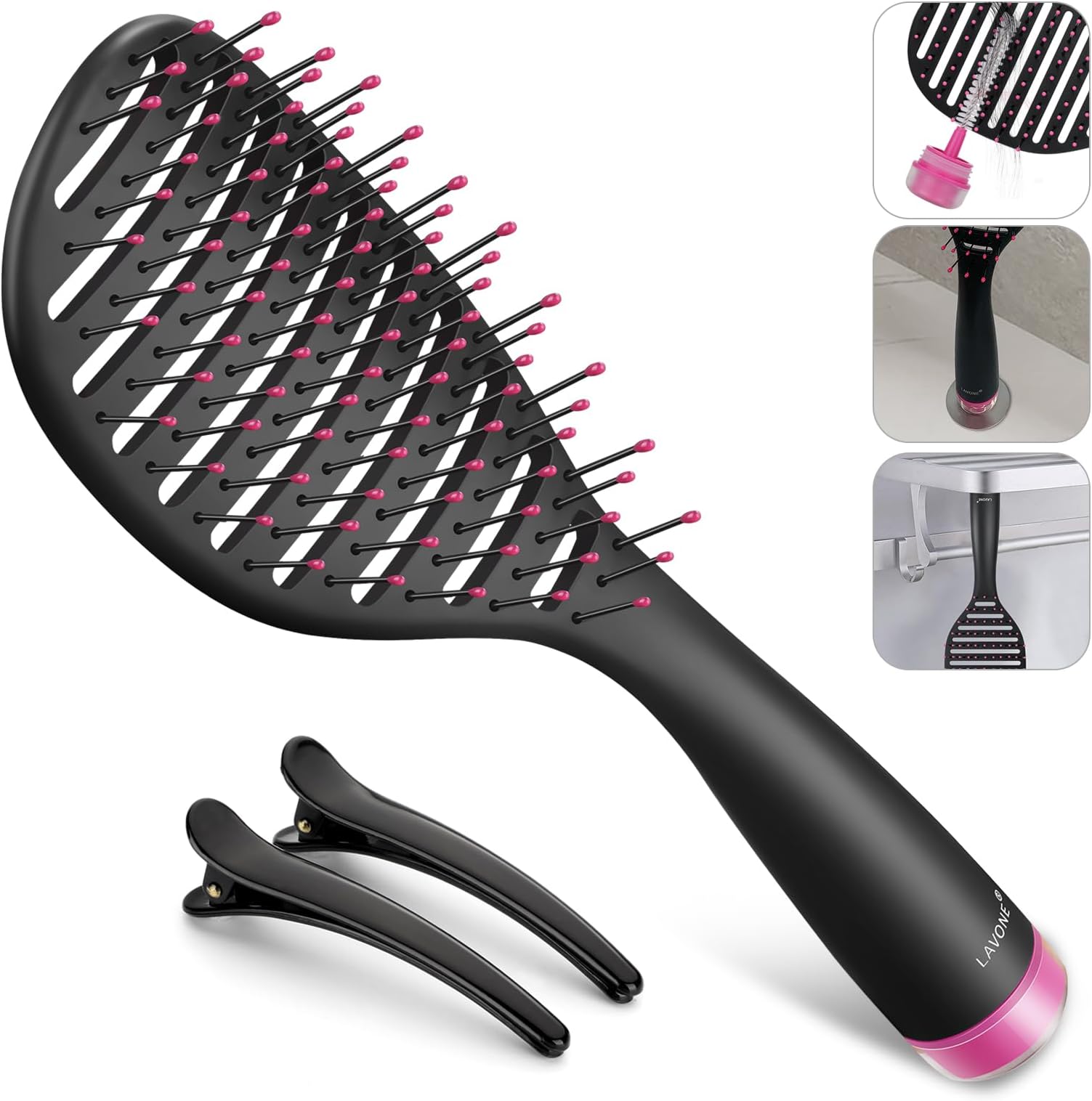 LAVONE Hair Brush Detangler Brush with Builtin