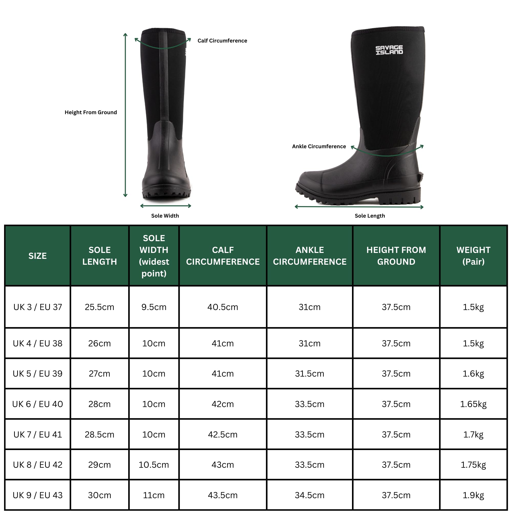 Savage Island Bottes en caoutchouc isolées en néoprène pour femme, doublées chaudes, entièrement imperméables