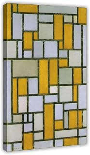 DUYIGCR Composition with Gray And Light Brown by Piet, Mondrian Canvas Posters Wall Art Bedroom Office Room Decor Gift Frame-style 12x18inch(30x45cm)