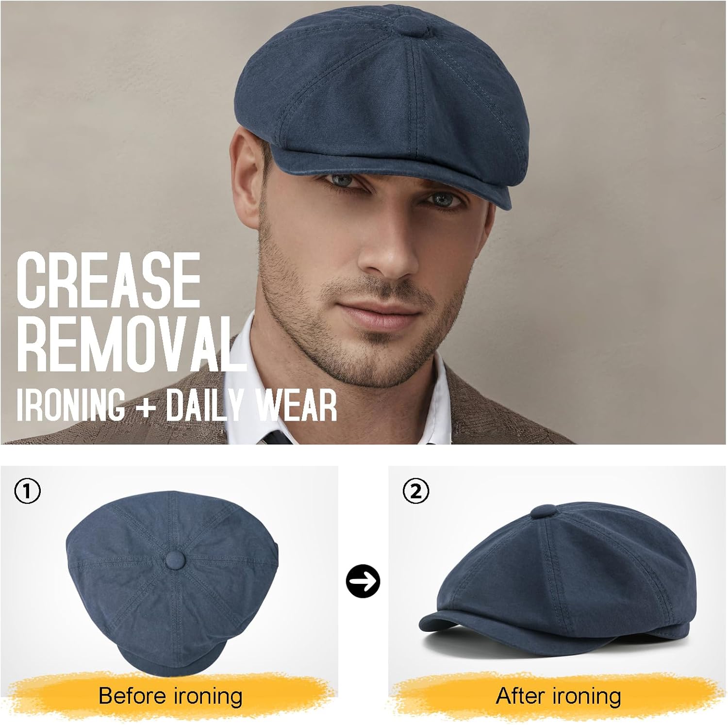 BOTVELA Men's Newsboy Gatsby Hat Cotton Vintage Flat Ivy Cabbie Cap - Image 6