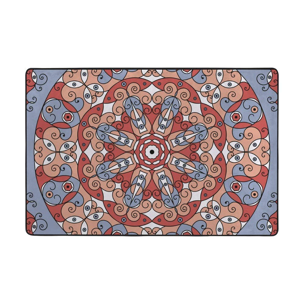 Grand tapis de sol coloré arabesque 6x4cm lavable pour le salon