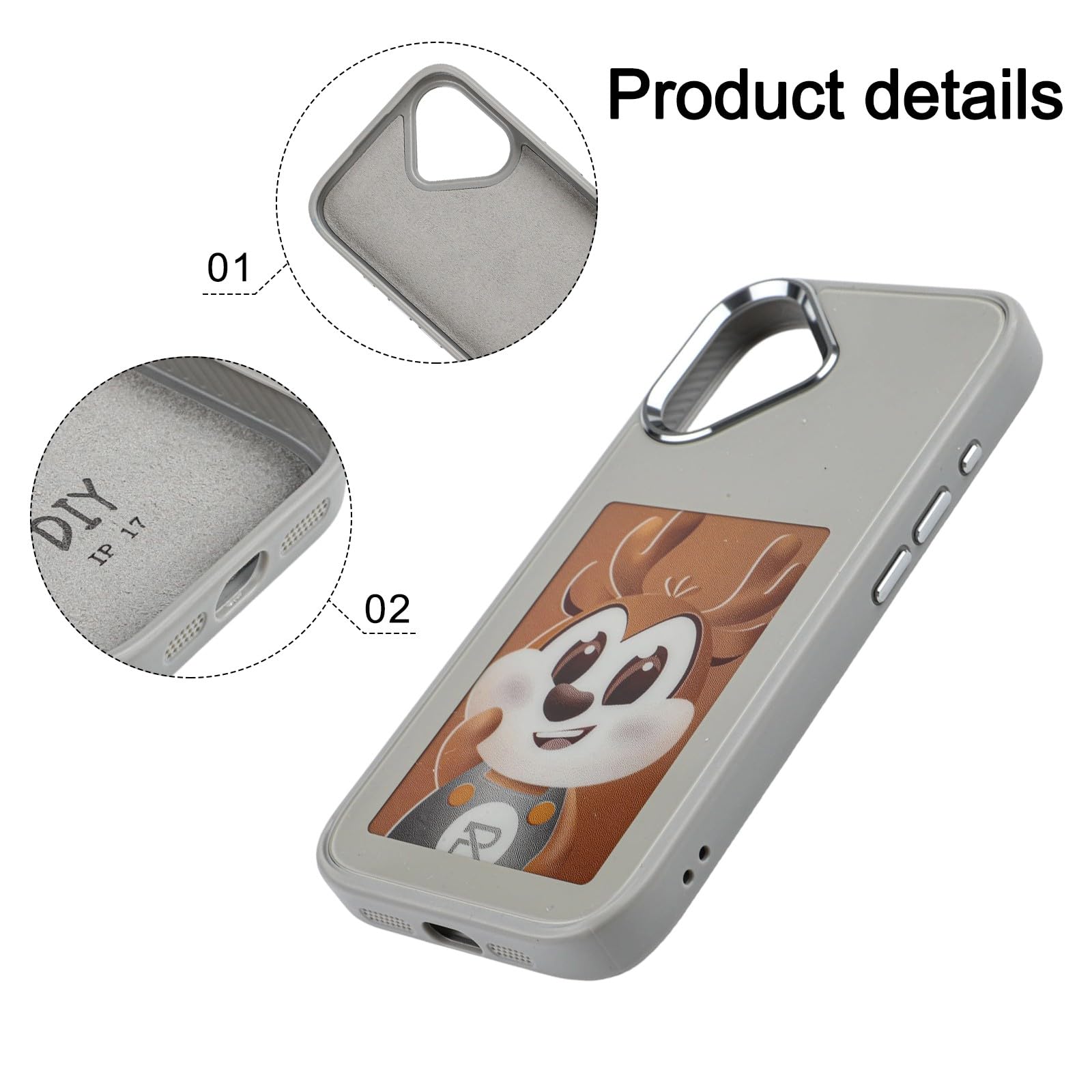 FUBESK Custodia per display wireless per iPhone 17 Pro Max con tecnologia | Guscio fotografico personalizzato fai da te, copertura in vetro TPU ibrido sottile, bianco