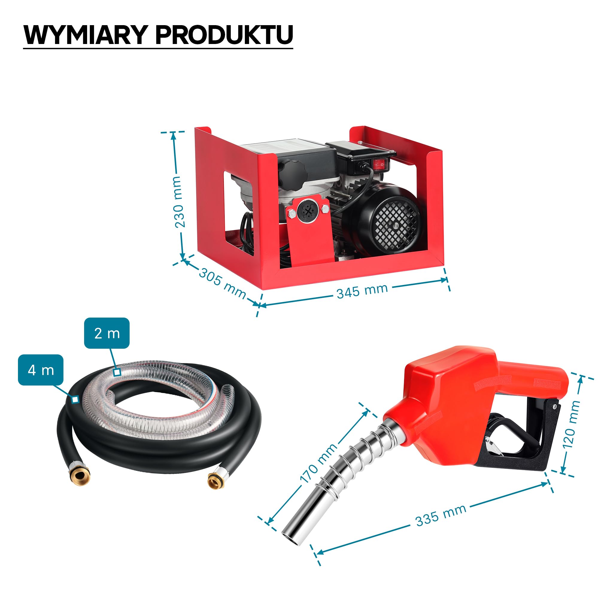 Wiltec Pompa do oleju napędowego i opałowego 750 W 80 l/min, samozasysająca z wbudowanym licznikiem, wężami i pistoletem