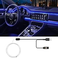 Vista 8 de Luces LED USB para automóvil, tira de luces interiores de automóvil con aplicación y control remoto RF, iluminación ambiental 2 en 1 con fibra