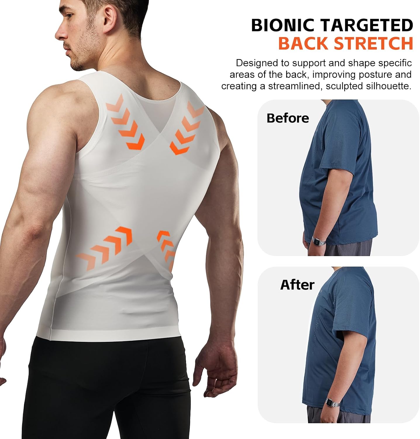 Men’s Gynecomastia Compression Shirts, Sleeveless Slimming Shapwear Tank Top, Seemless Posture Correction Undershirt