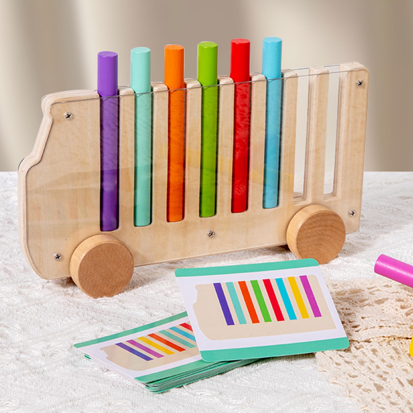 Kinder Jungen Mädchen aus Holz, Farbe Kognition, Lernspielzeug aus Holz, Farbe Sortierspiel, mehrfarbig