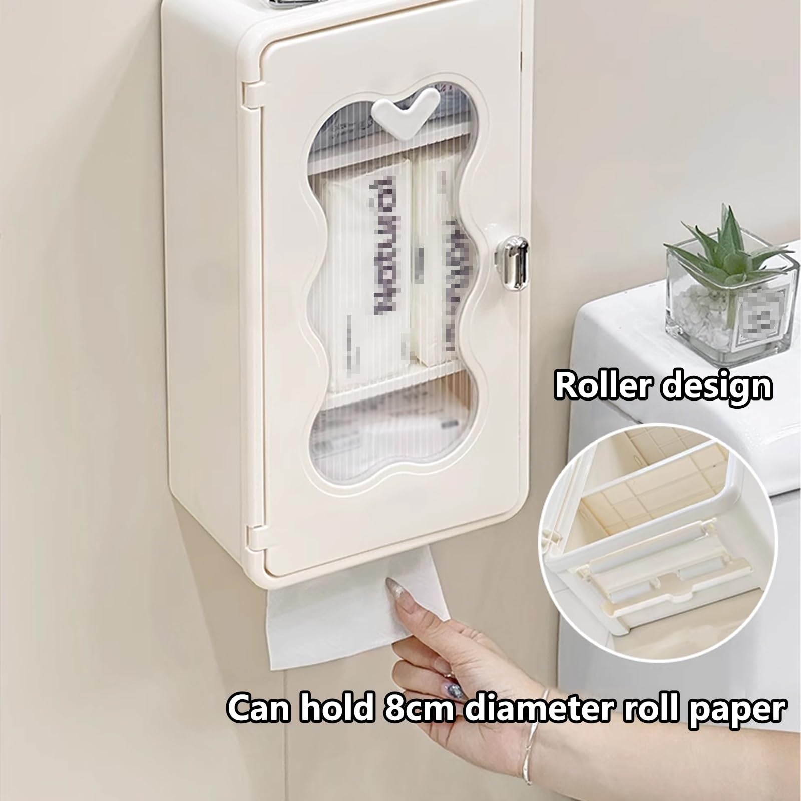 Armadietto Bagno Sospeso Plastica con Ante Eleganti Maniglie Piccole Divisori Rimovibili Mobile Sospeso Bagno Materiale Plastico Adatto a Bagni e Soggiorni(B,32.1 * 12.5 * 40.5cm)