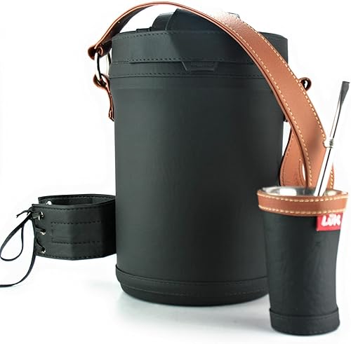 Kit Tereré Yerba Mate Luk termos | Básico negro Artesanía Paraguaya | Set Tereré Tereré Termos Yerba Mate + Bombilla + Vaso Guampa