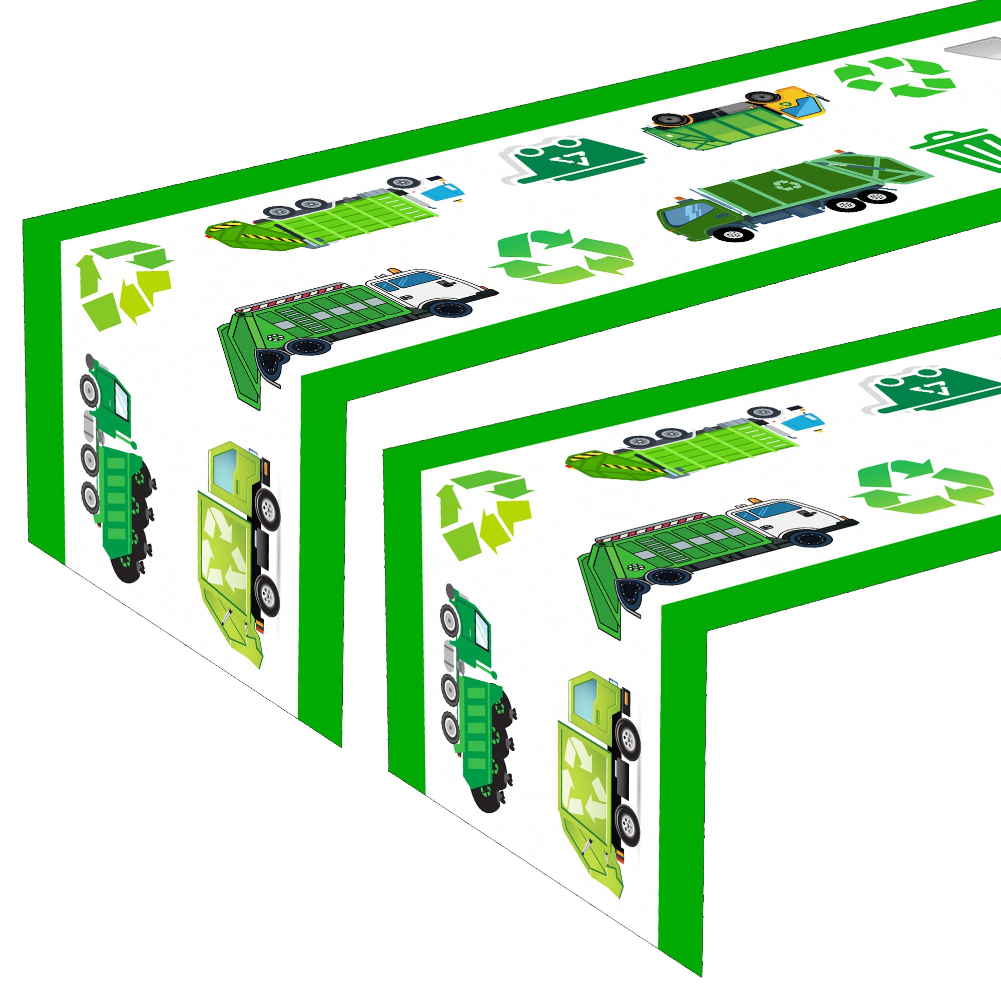 Atsmbiye 2 PCS Garbage Truck Theme Table Runner Rubbish Truck Themed Birthday Waste Management Recycling Party Supplies Decorations Favors Tablecloth Table Cover