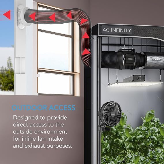 AC Infinity Window Duct Kit, Universal Vent Port for 4 and 6 Inline Fans
