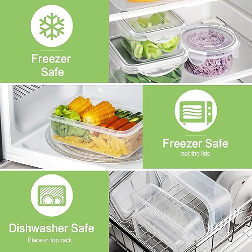 Miniatura 10 de HOMBERKING Juego de 16 recipientes de almacenamiento de alimentos con tapas a presión (8 tapas + 8 recipientes), recipientes de plástico herméticos