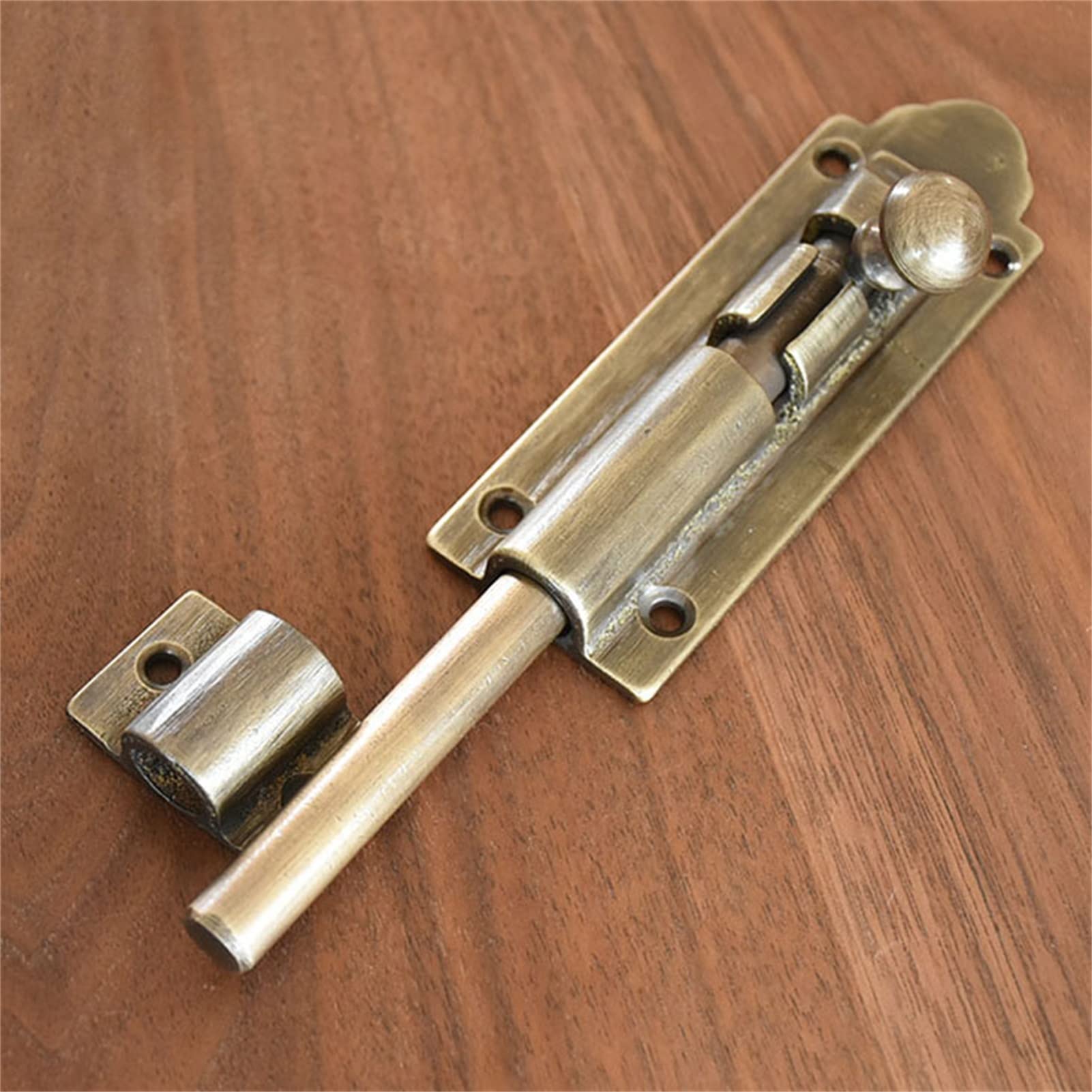 Zamek rygla przesuwnego, Zamek rygielowy do drzwi przesuwnych ze śrubami Brąz/Mosiądz, wiele rozmiarów(Brass,12.2cm)