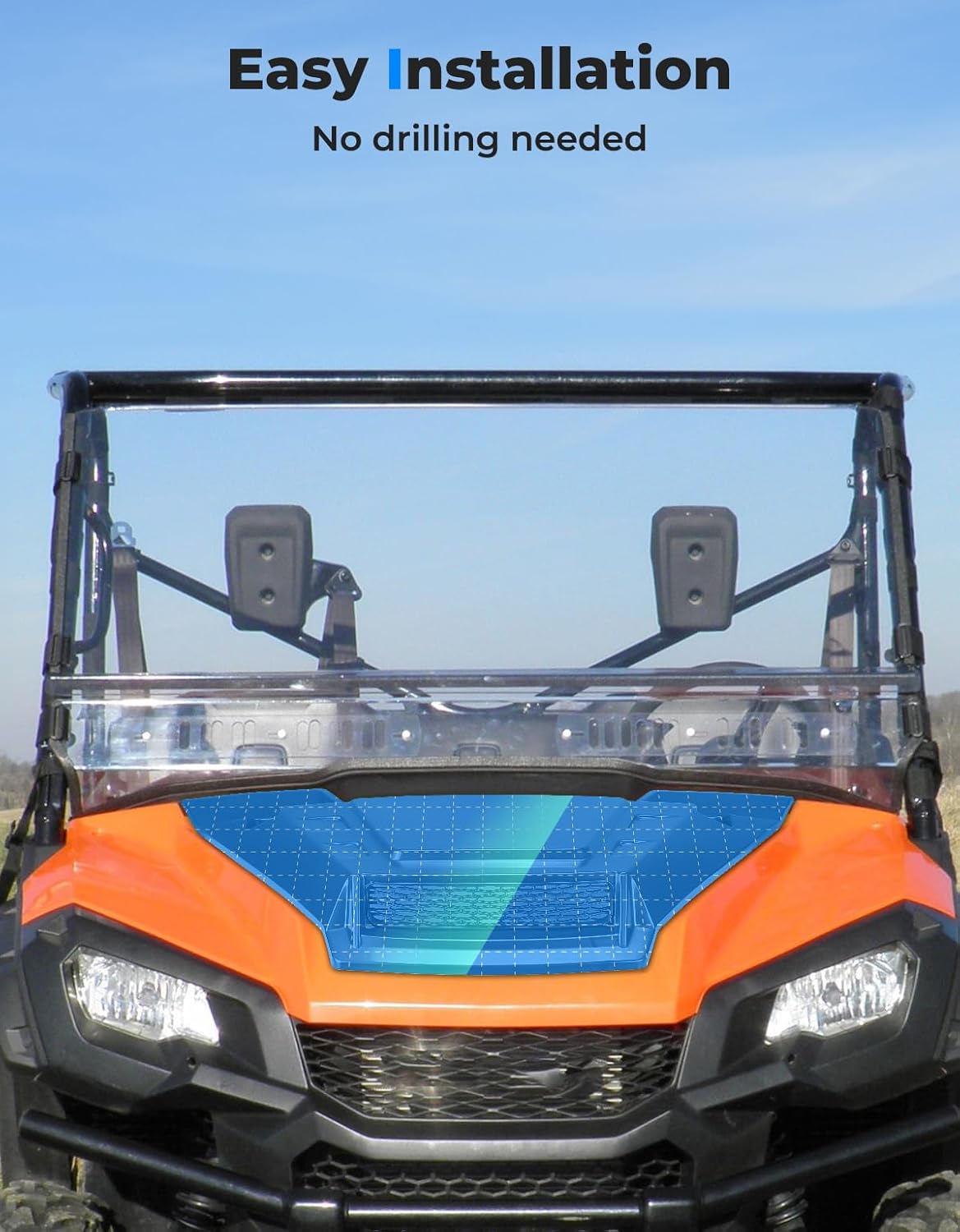 KEMIMOTO Sport Hood Scoop with Mesh Compatible with Pioneer 1000 2016-2025, Impact-resistant Front Hood Cover Air Intake Kit with Mesh Grille