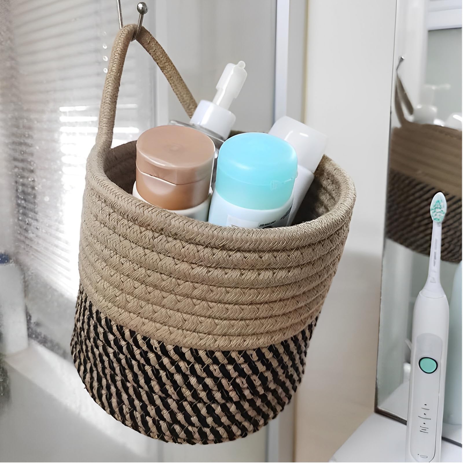 Hangorganizer, wandorganizer van de deur, 3 etages, katoenen touw, geweven hangende