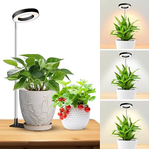 Miniatura 14 de Luces de Crecimiento para Plantas de Interior, Luz de Halo de 48 LEDs de Espectro Completo para Plantas de Interior, Lámpara de Cultivo de Altura
