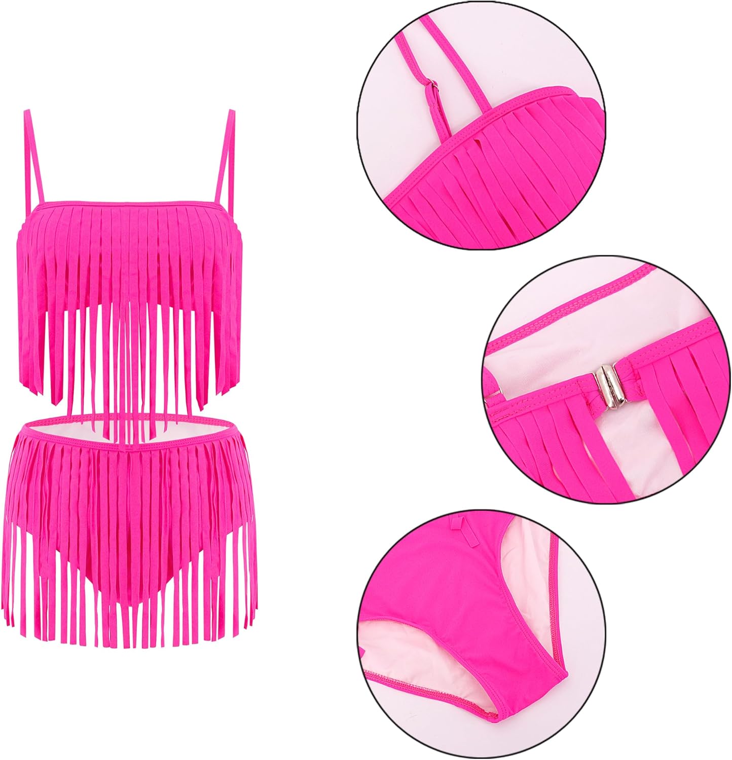 Womens Bikini Sets Sexy Fringe Hem Tube Top Tankinis High Waist 2 Piece Swimsuit Bathing Sets Beach Pool Party - Image 5