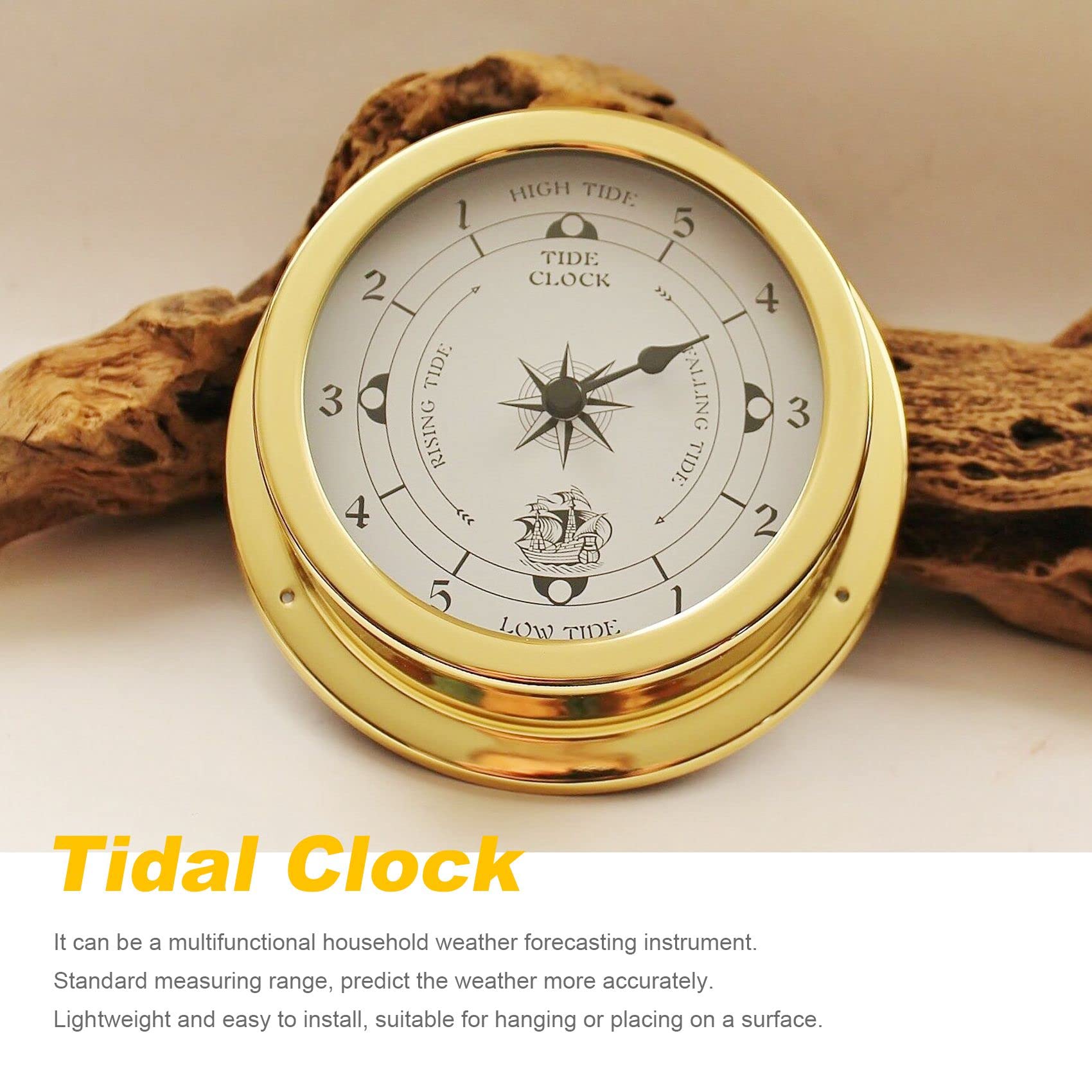 Reloj de Mareas, Probador de Pared, Carcasa de Cobre para EstacióN MeteorolóGica, Reloj de Mareas Usado en el para Colgar en la Pared, 115 Mm