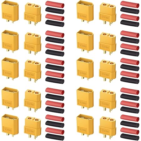 AUTOUTLET 10 Pairs XT60 XT-60 Male Female Bullet Connectors Power Plugs with 20Pcs Heat Shrink Tube for RC Lipo Battery/Car/Boat
