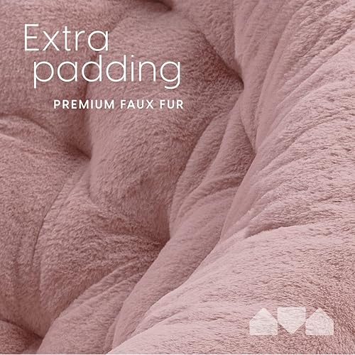 Miniatura 38 de Milliard - Silla acogedora con diseño de platillo, de pelo sintético, para dormitorio, tamaño extragrande (color blanco) Beige,Negro -,Negro +