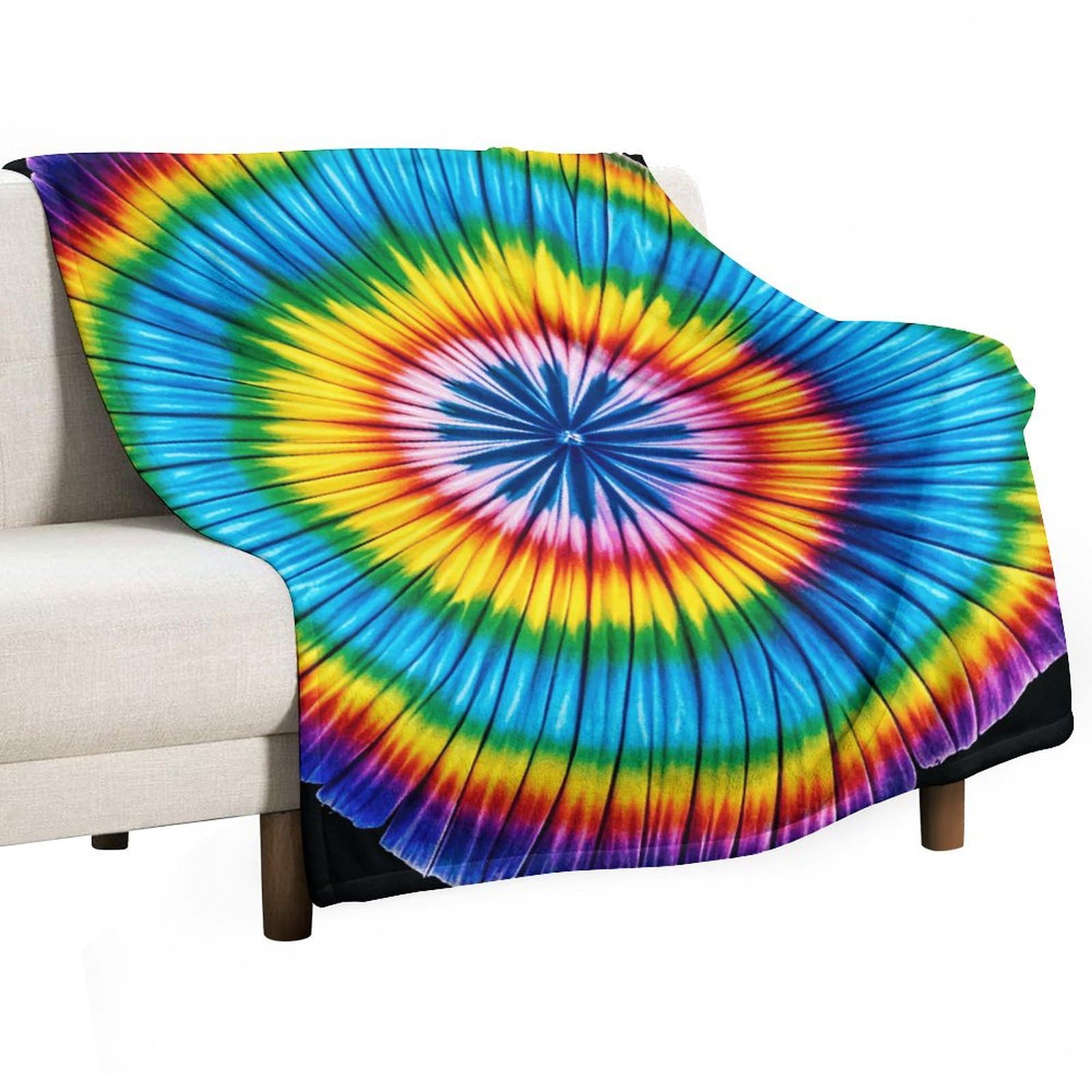 Couverture flanelle tie dye plaid léger canapé lit voyage camping 101x127