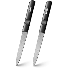 BEZOX Metal Nail File | 2PCS Double-Sided Precision Fingernail Files for Women, Stainless Steel Finger Nail Buffer - Black