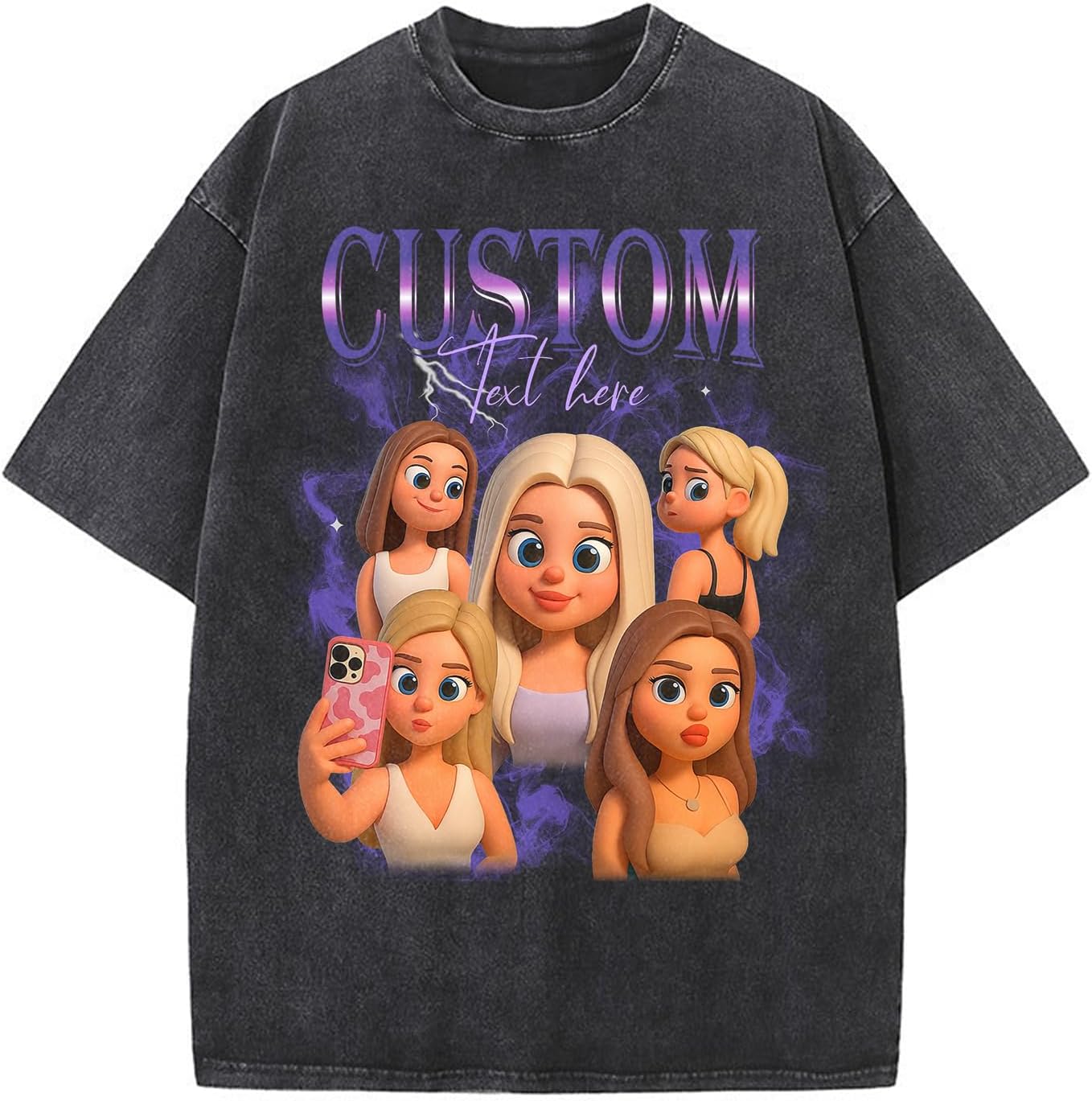 Personalized Bootleg Rap Tee, Custom T-Shirts with Your Cartoon Face Photo, Vintage Tee Shirt Gifts for Him Her - Image 6