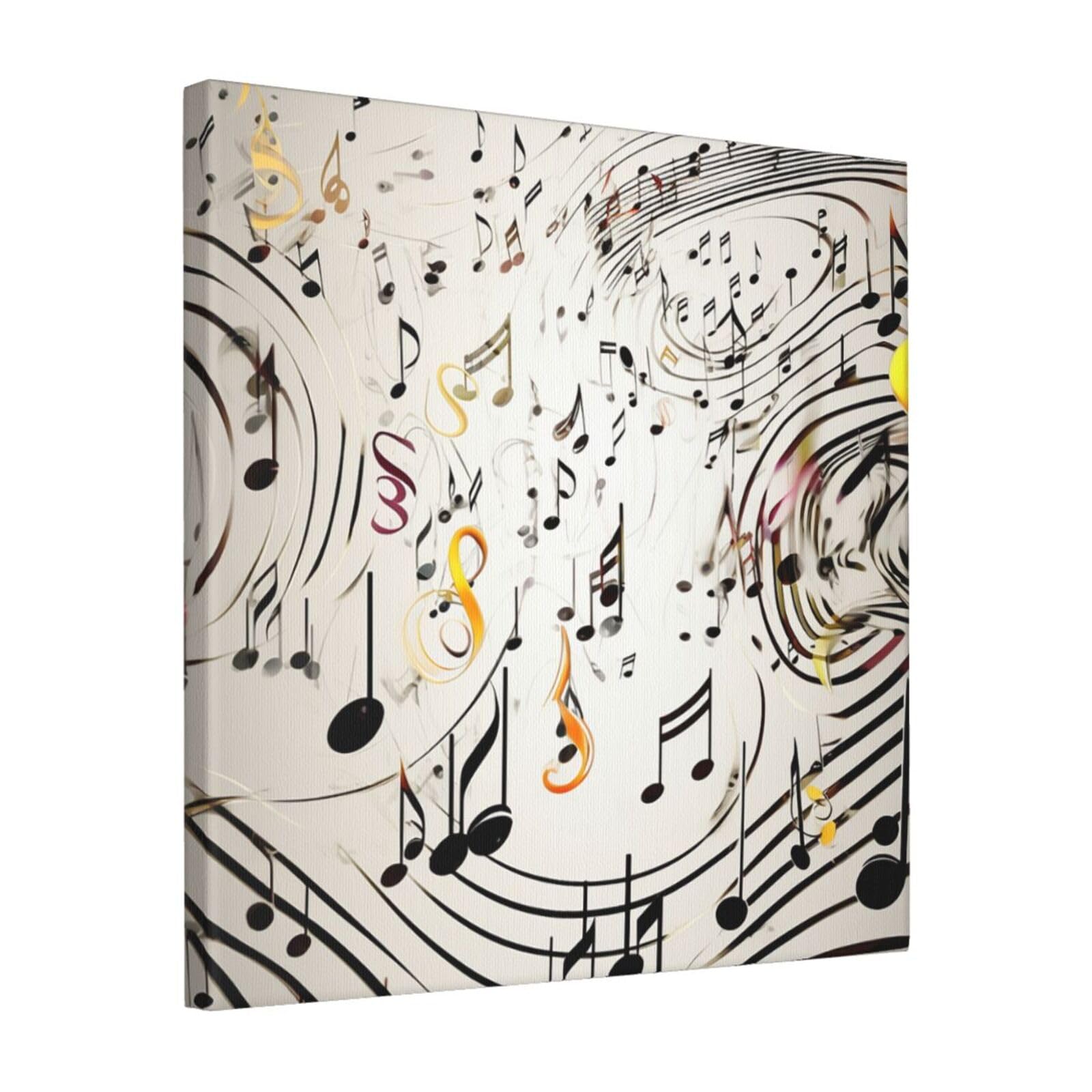 KLOPH Music Notes Print Canvas Wall Art for Living Room 16"x16" Modern Artwork Painting for Bathroom Hanging Canvas Prints Aesthetic Wallart for Bedroom Kitchen Office Wall Decor