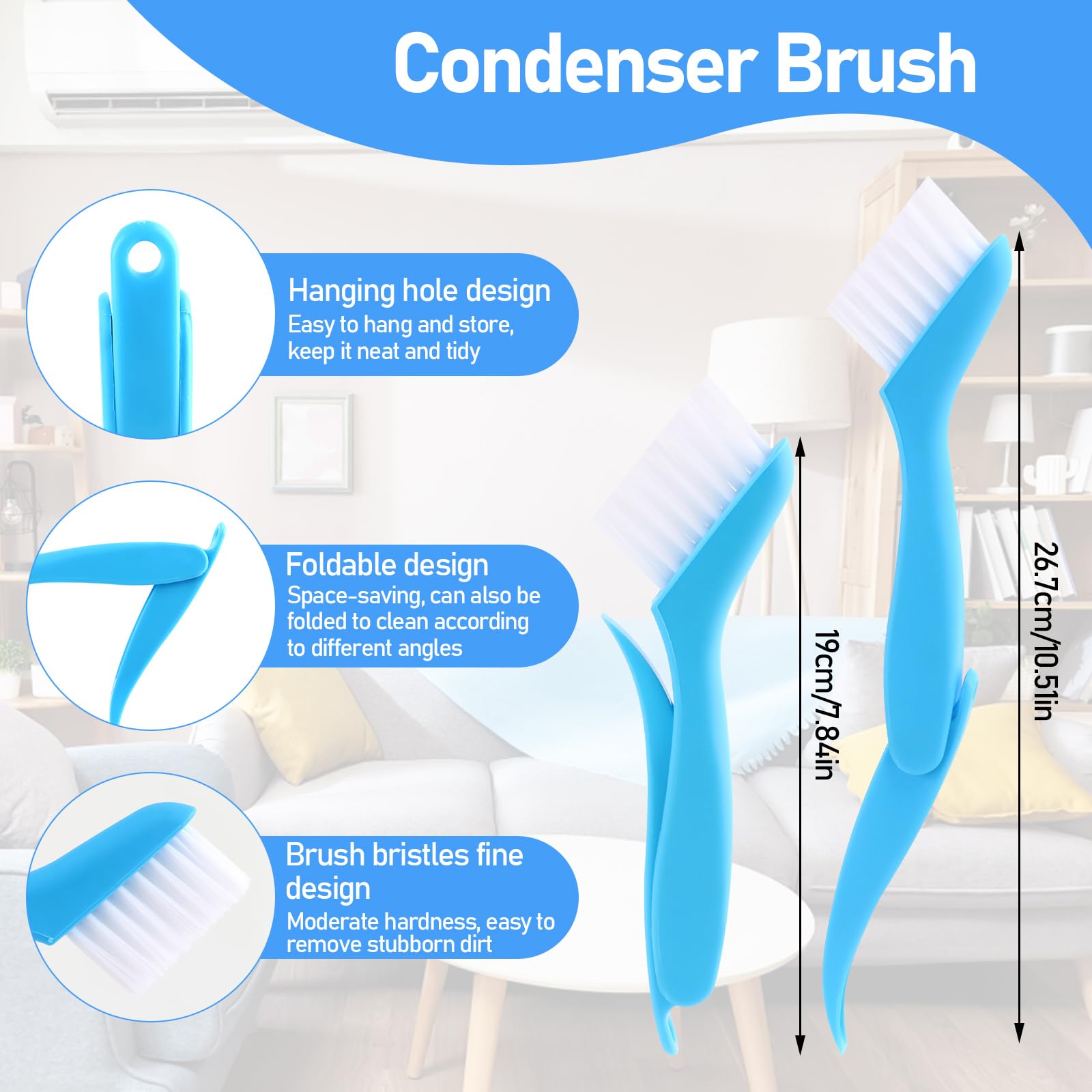 Lot De 4 Peigne D'Aileron De Condensateur De Climatiseur,Peigne De Climatiseur,Peigne à Ailettes,Brosse Nettoyage Condenseur Climatiseur,pour Nettoyage Serpentins,Ailettes,Condenseurs,Climatiseurs