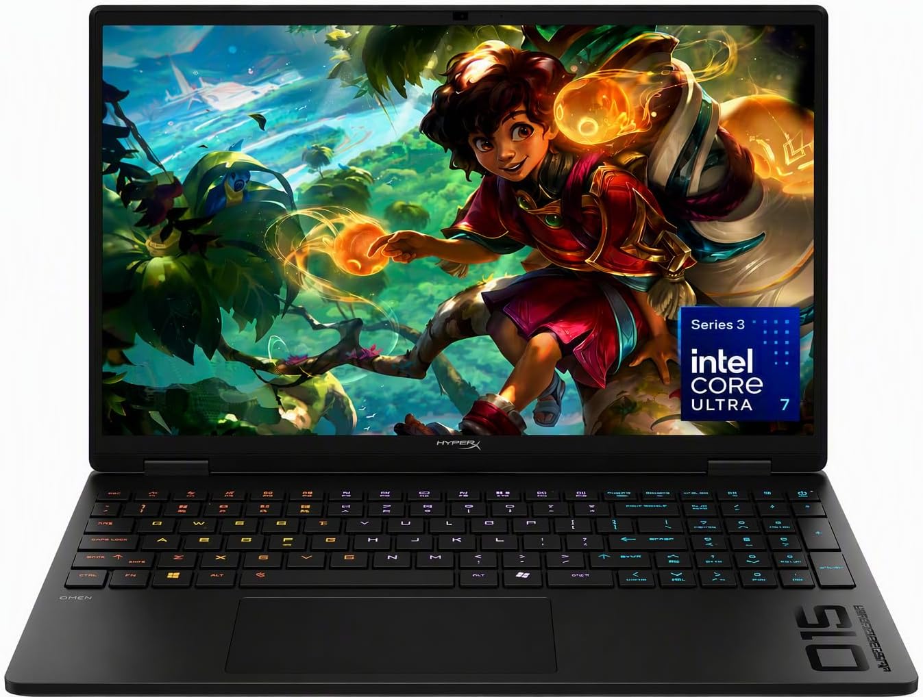 HyperX OMEN 15 inch Gaming Laptop, 2K 165Hz Display, Intel Core Ultra 7 365H, 16 GB RAM, 1 TB SSD, NVIDIA GeForce RTX 5050 GPU (8 GB Dedicated), Windows 11 Home, Shadow Black, 15-ga0099nr
