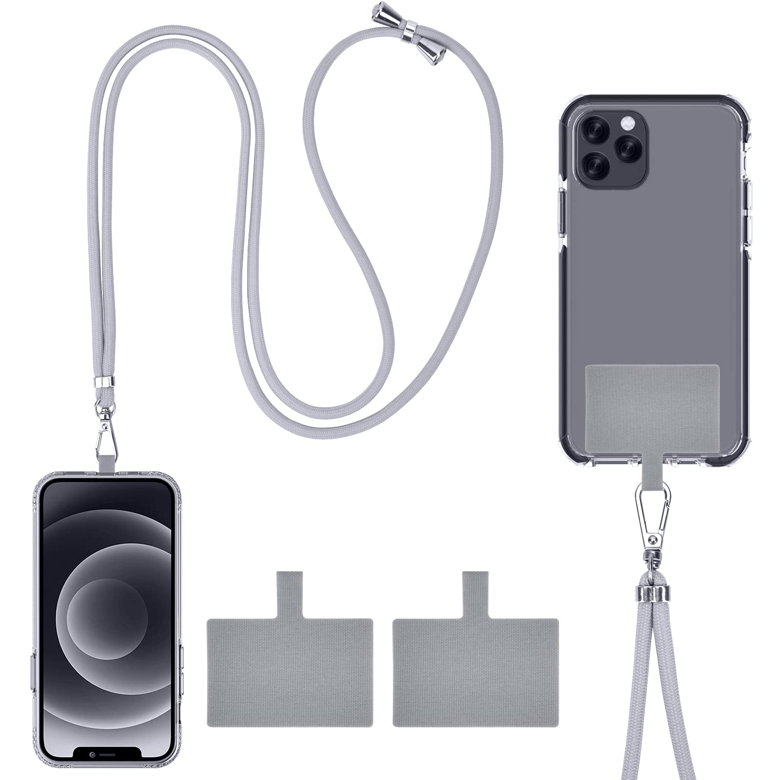 Universal Cell Phone Lanyard，Phone Strap，Lanyard with Adjustable Nylon Neck Strap for Crossbody Or Hanging Around The Neck Applicable to Various Scenarios, Free Your Hands at Any Time.(Grey)