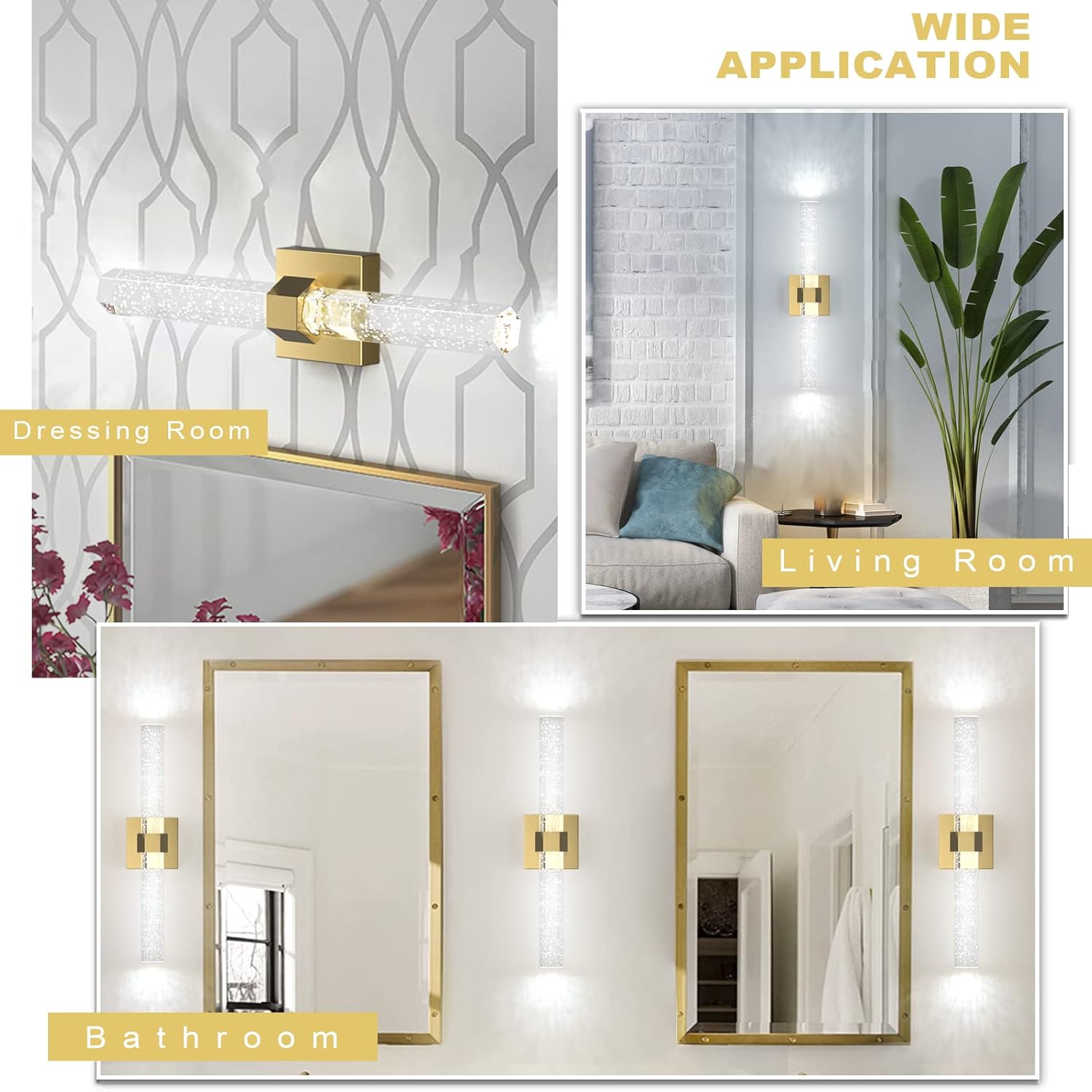 Aipsun Bathroom Light fixtures, Farmhouse Vanity Light 19.7inch Crystal Bathroom Vanity Lighting Fixture 6000K LED Bathroom Lights