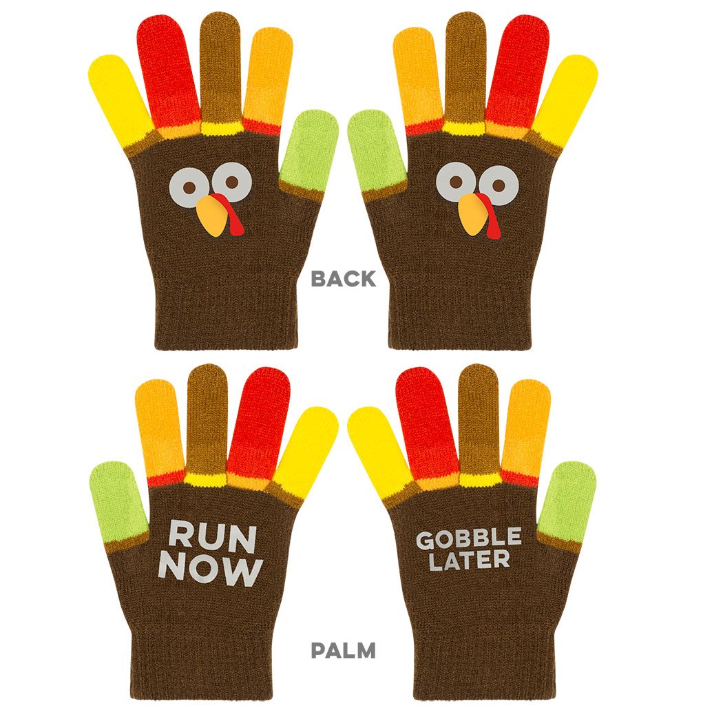 ChalkTalkSPORTS Run Now Gobble Later Running Turkey Gloves - Thanksgiving Turkey Trot Gear - Image 3