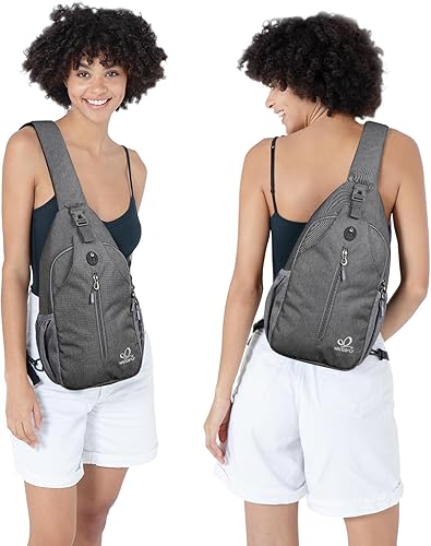 Miniatura 18 de Waterfly - Mochila cruzada tipo bandolera para viajes y caminatas, bolsa de pecho, Gris, talla única