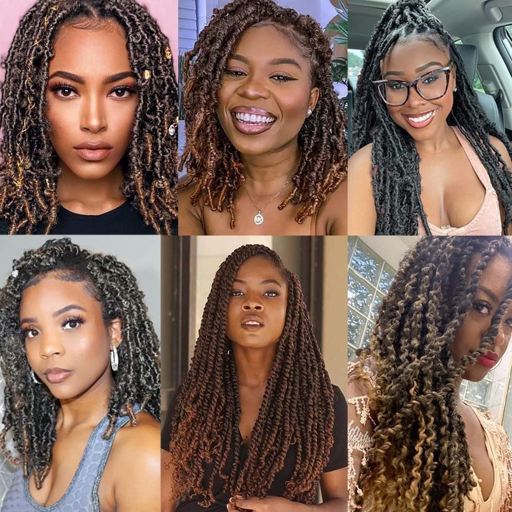 8 Packs Springy Afro Twist Hair 16 INCH Pre-fluffed Naturaly Twist for Protective Styling Marley Crochet Twist Braiding Hair for Black Women (22inch, Black)