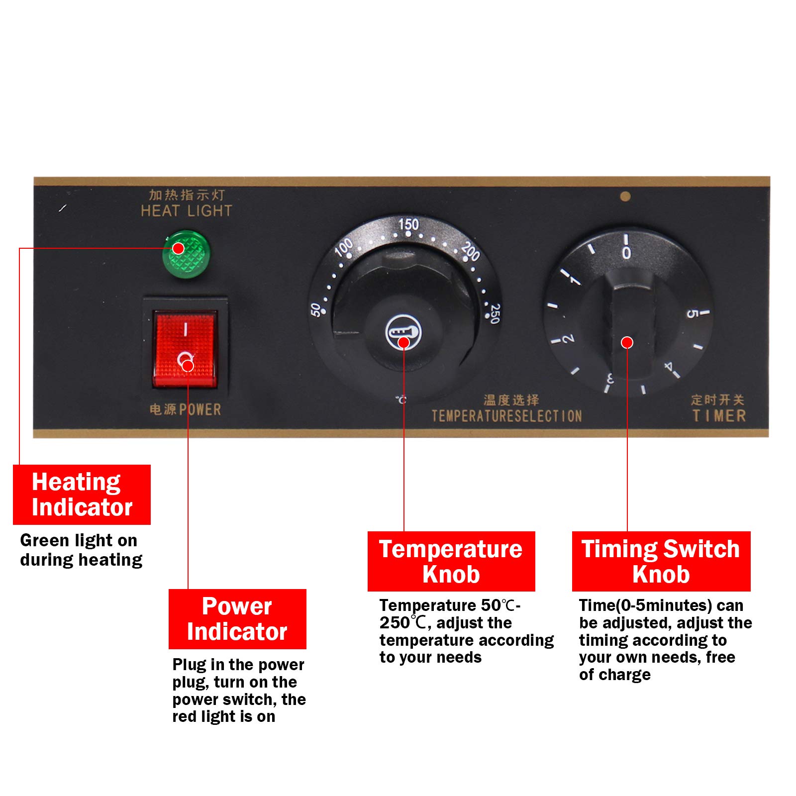 Fayelong Gaffle Huevos de Hong Kong Aparato para Pasteles de Acero Inoxidable Eléctrico Antiadherente Giratorio Profesional 220 V 1400 W