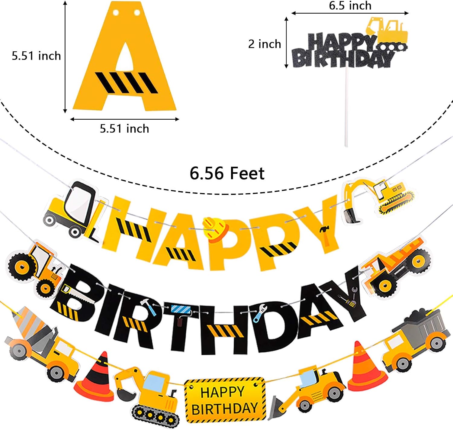 Construction Birthday Party Supplies Dump Truck Birthday Party Decorations with Construction Printed Balloons Vehicle Banner for Construction Theme Birthday Party 50 Pack