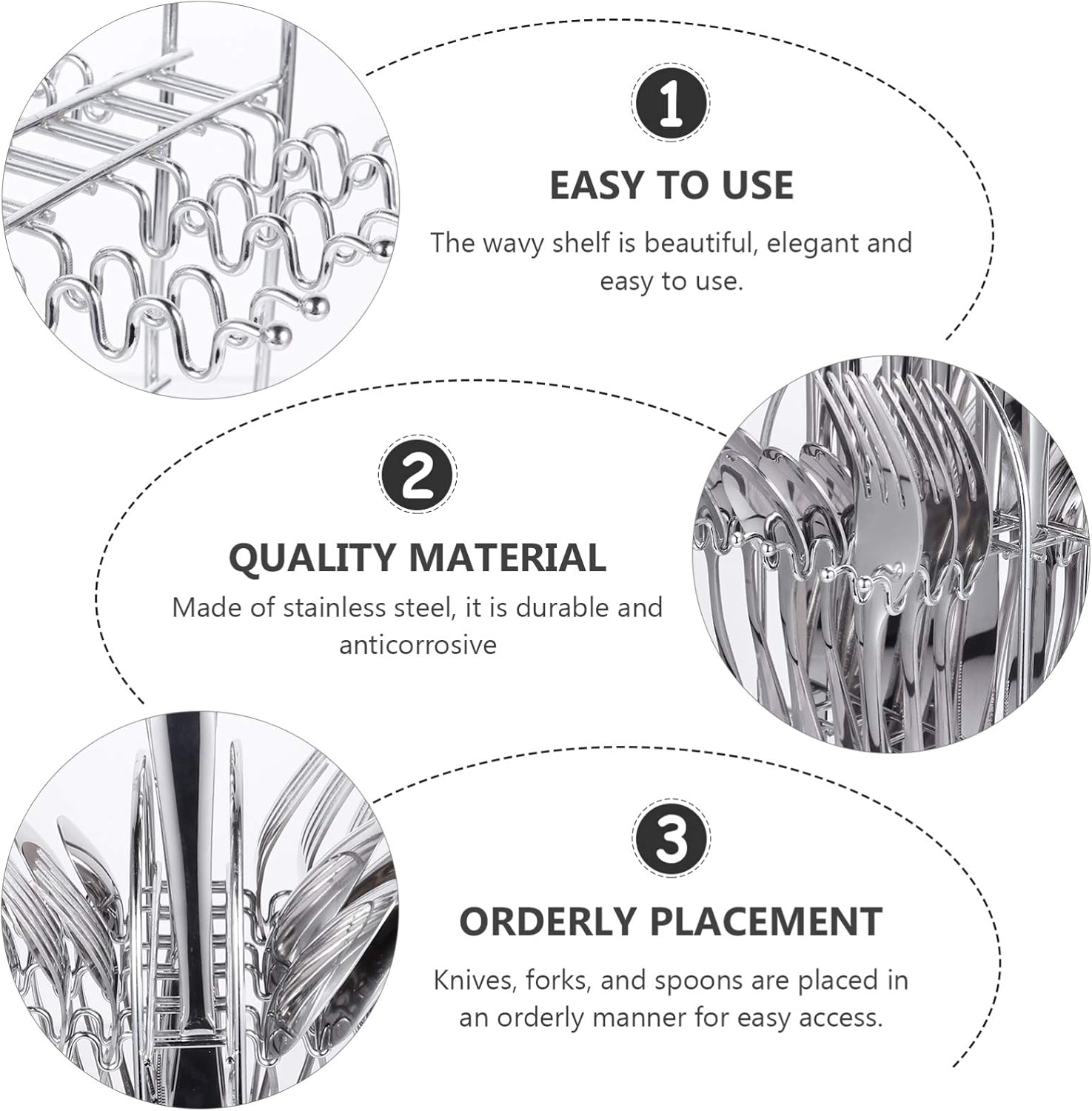 Amosfun 1Set Stainless Steel Tableware Lightweight Fork and Spoon Utensils with Storage Rack for Home Hotel and Outdoor Dining Premium Quality and Stylish Design