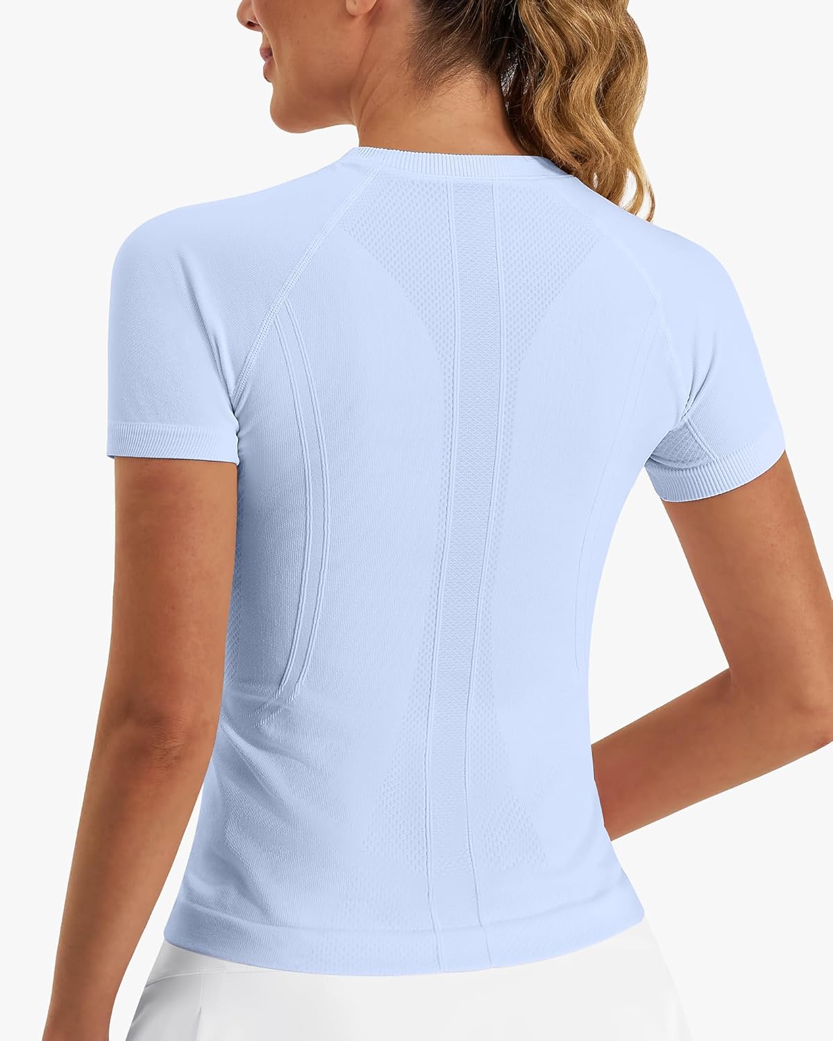 Stelle Women Workout Tops Short Sleeve Seamless Athletic Shirts Yoga Gym Sports Breathable Tees - Image 3