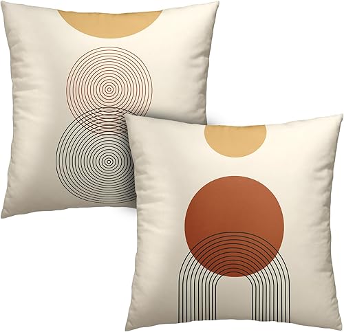 Juego de 2 fundas de almohada bohemias de 18 x 18 pulgadas, modernas de mediados de siglo, fundas de almohada abstractas, decorativas, bohemias,